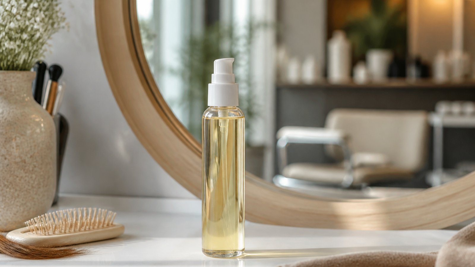 Long hair ends with leave-in serum for length between trims