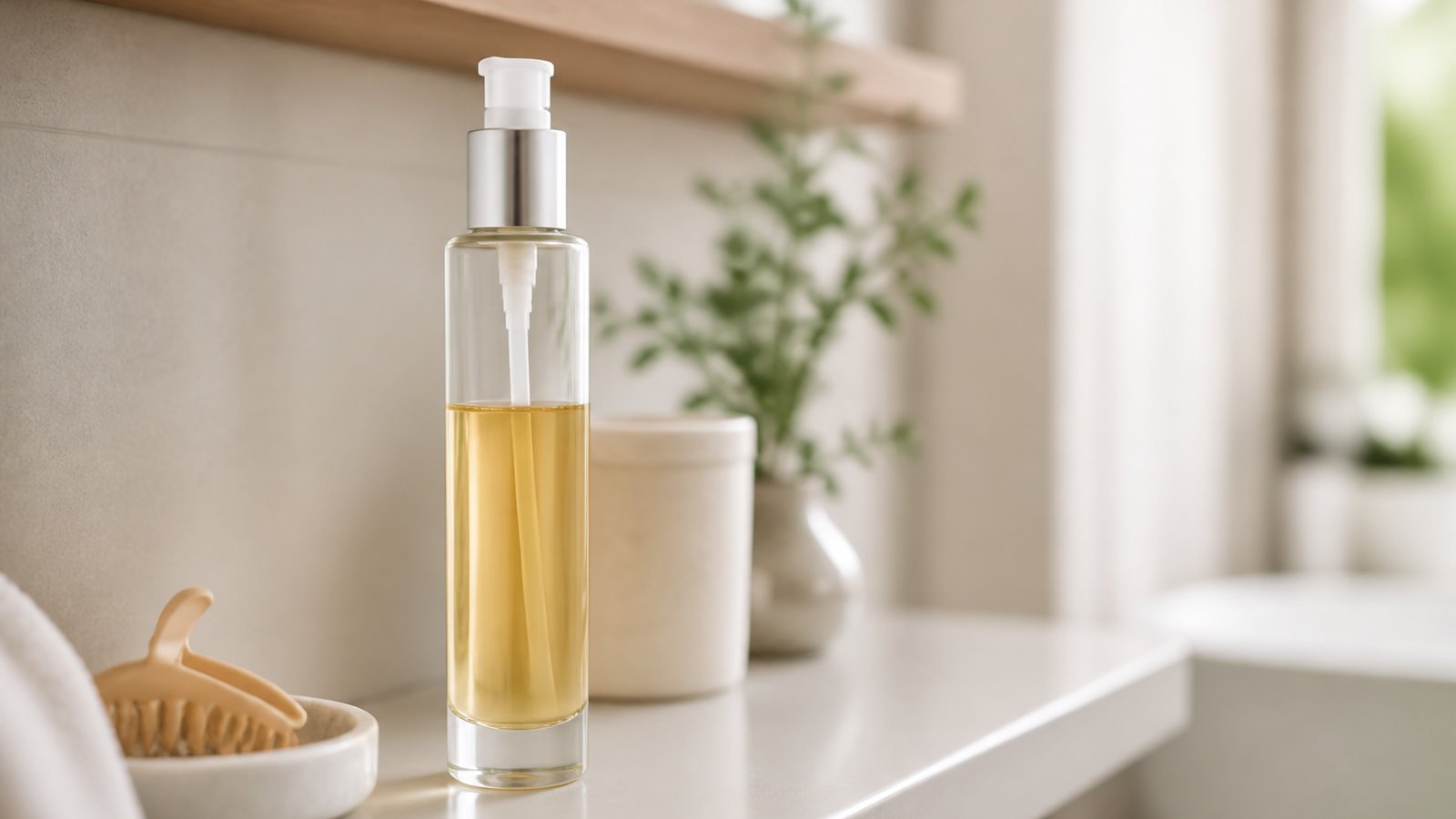 Leave-in split end repair serum beside smooth hair ends